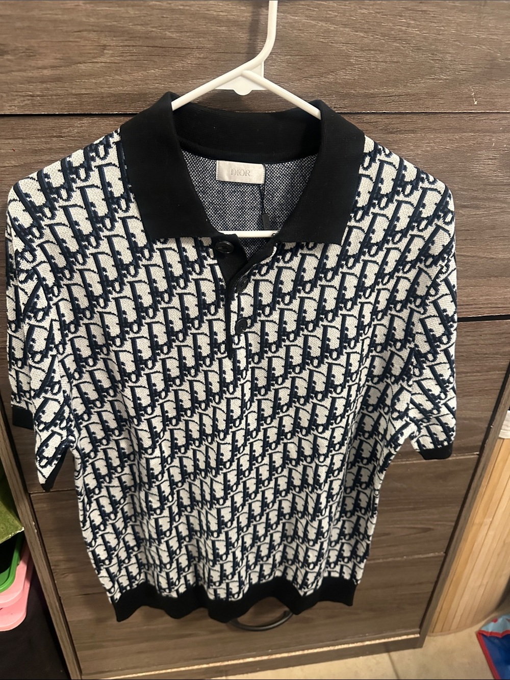 Men's Navy and White Logo Polo Shirt size S